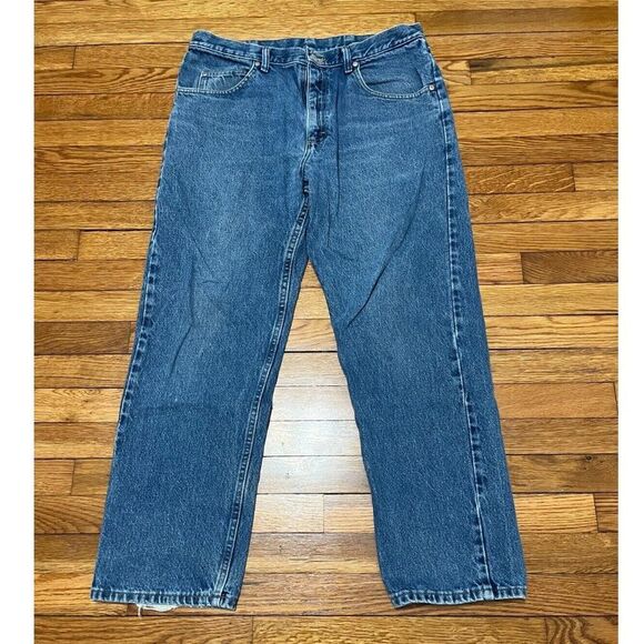 Wrangler Jeans Mens Size 36x30 Blue Denim Regular Fit Straight Leg Workwear - Picture 1 of 5